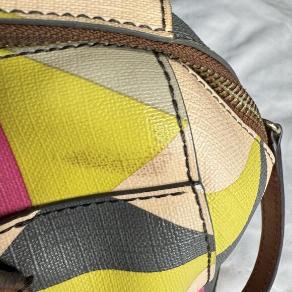 Fossil Multi Color Satchel Bag With Removable Shoulder Strap Double Zipper - Picture 3 of 13